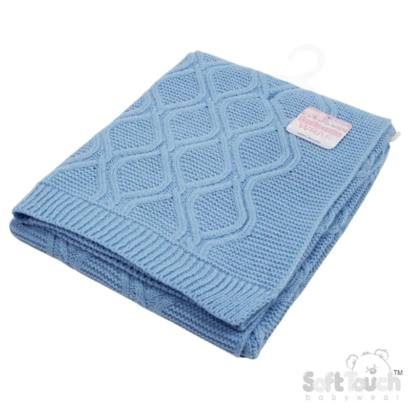 BABY BLUE 'CHAIN' KNIT WRAP (PK1) ABP14-BB