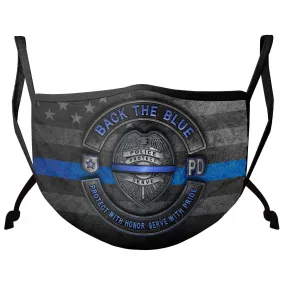 Back the Blue Law Enforcement Blue Lives Matter Serve and Protect Face Mask