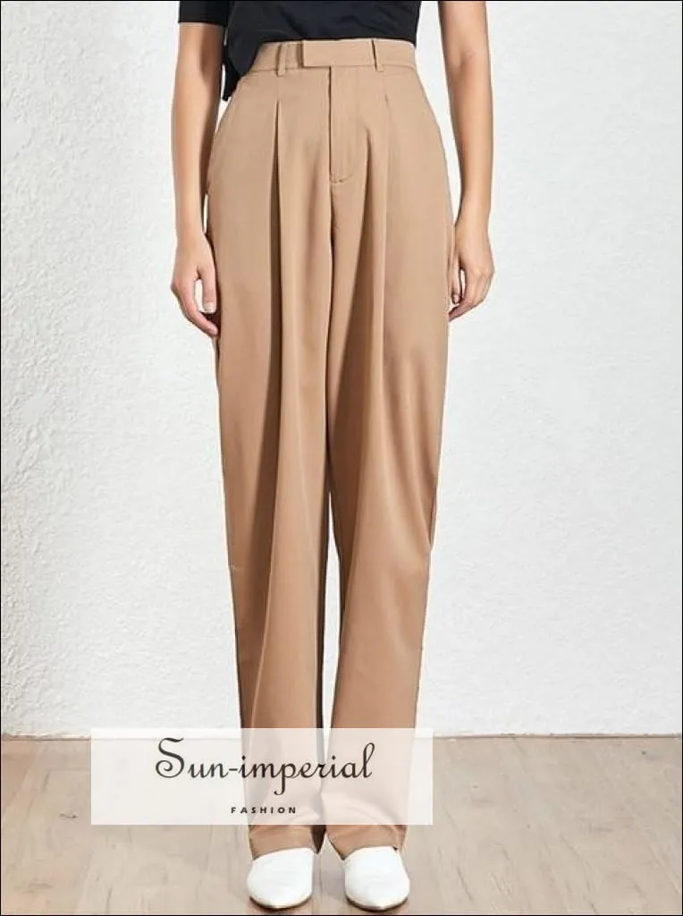 Barcelona Pants - Solid Women Wide Leg High Waist Trousers