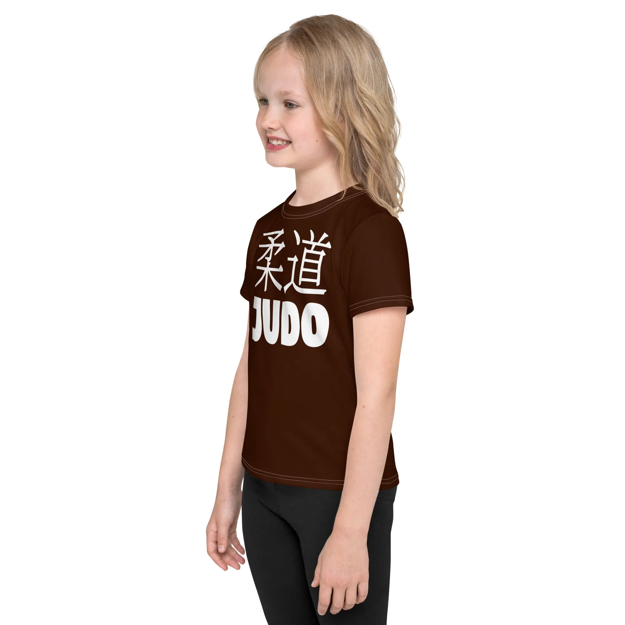 Beach Adventure: Girl's Short Sleeve Classic Judo Rash Guard - Chocolate