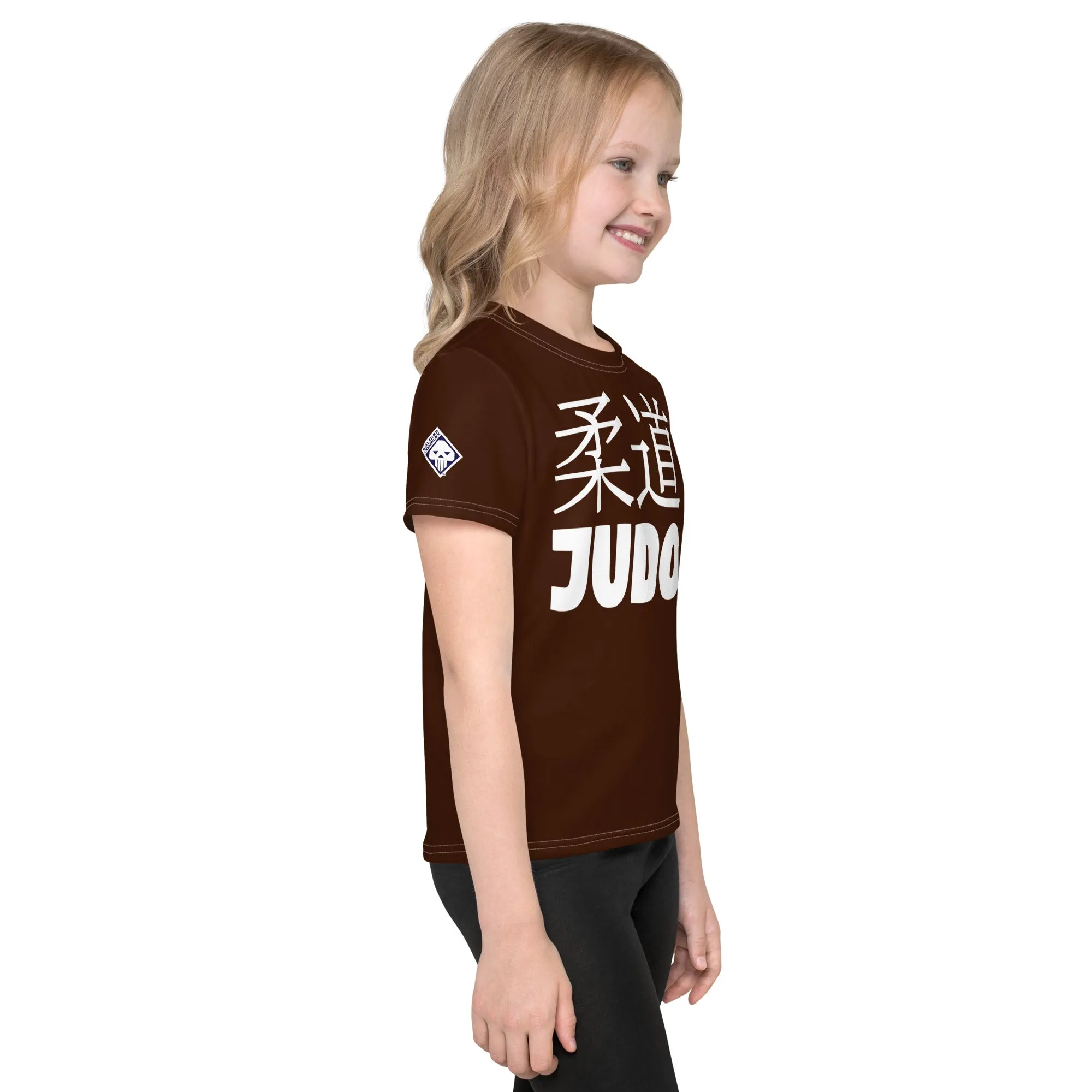 Beach Adventure: Girl's Short Sleeve Classic Judo Rash Guard - Chocolate