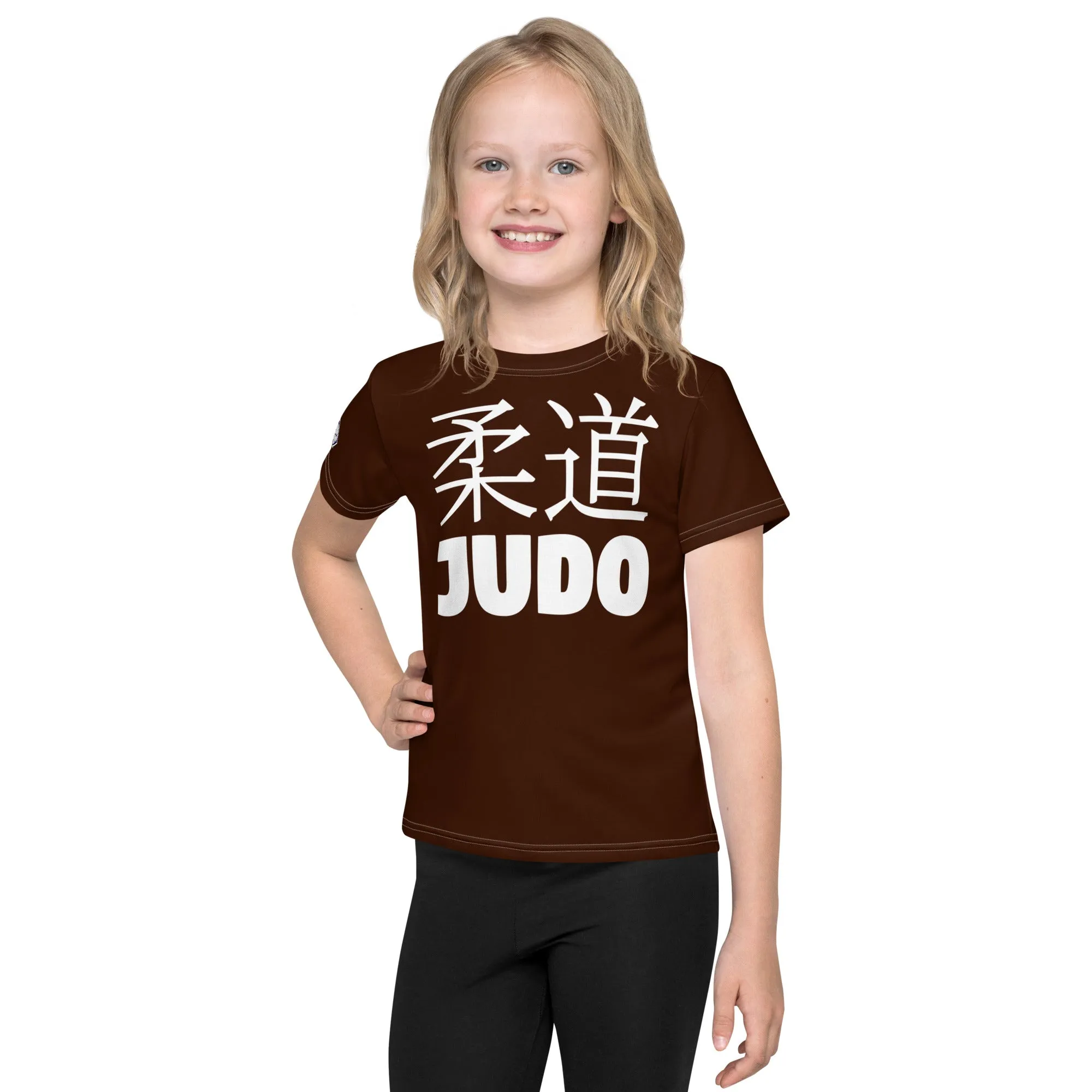 Beach Adventure: Girl's Short Sleeve Classic Judo Rash Guard - Chocolate