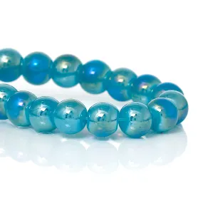 Beads Glass Round Translucent 6mm Strand 16 Blue AB