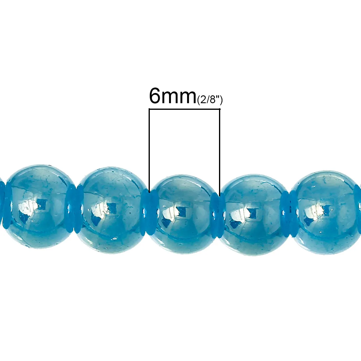 Beads Glass Round Translucent 6mm Strand 16 Blue AB