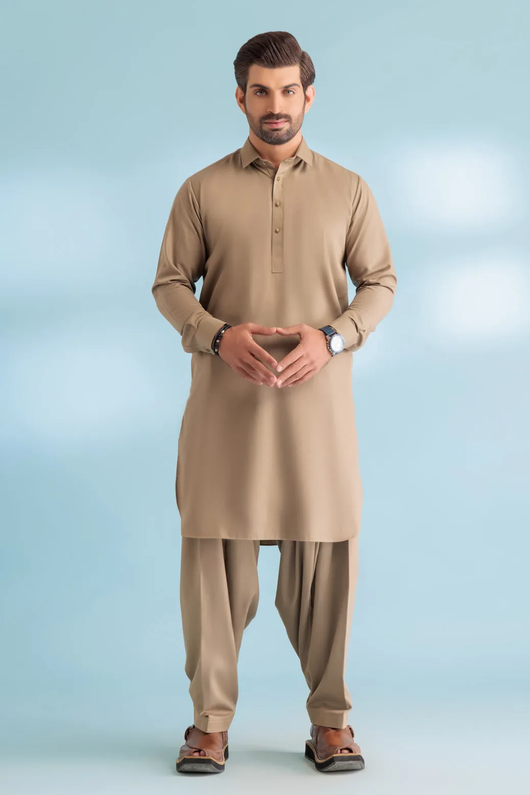 BEIGE-BLENDED-SHALWAR SUIT - (GSSW23-031)