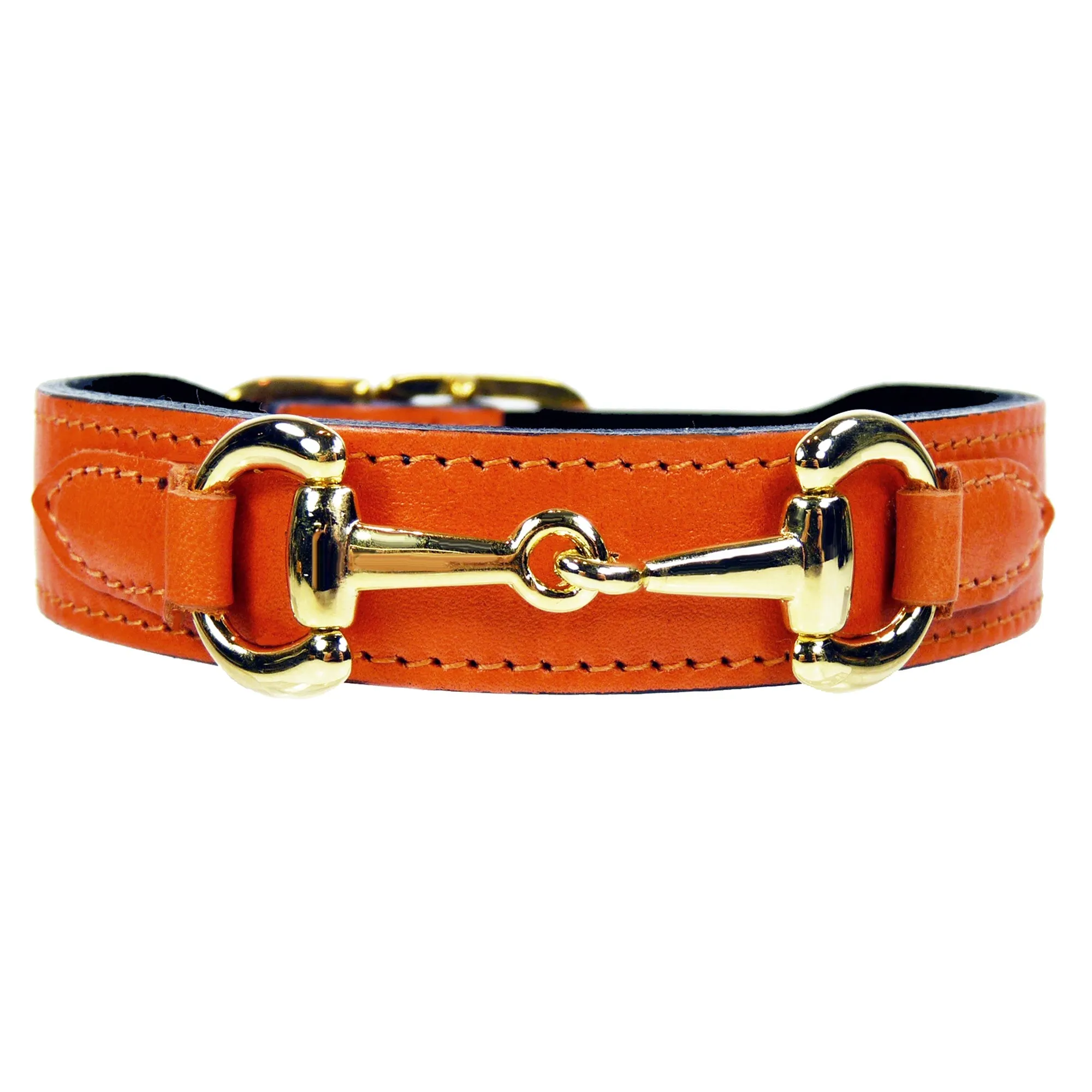 Belmont Dog Collar in Tangerine & Gold