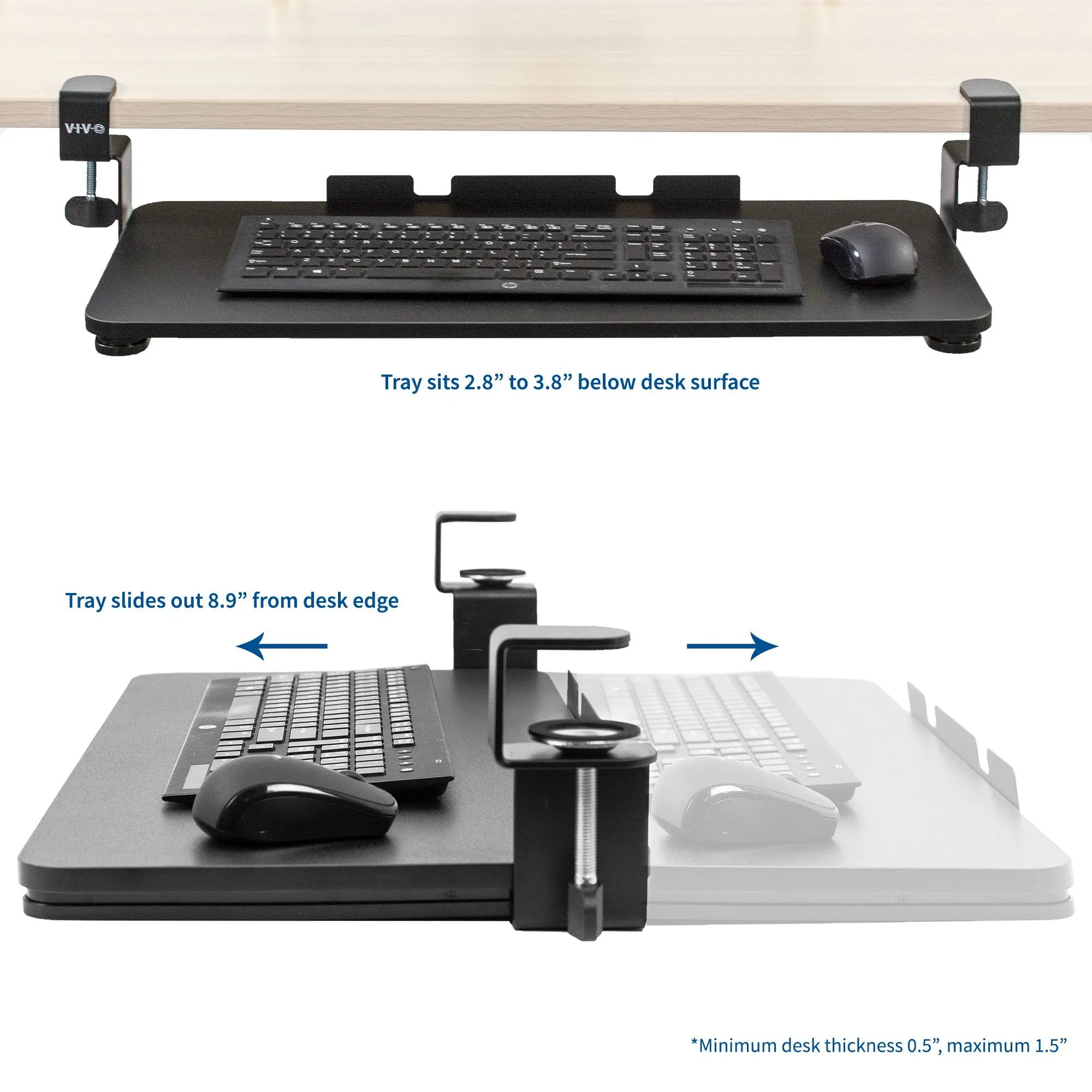 Black Clamp-on Keyboard Tray