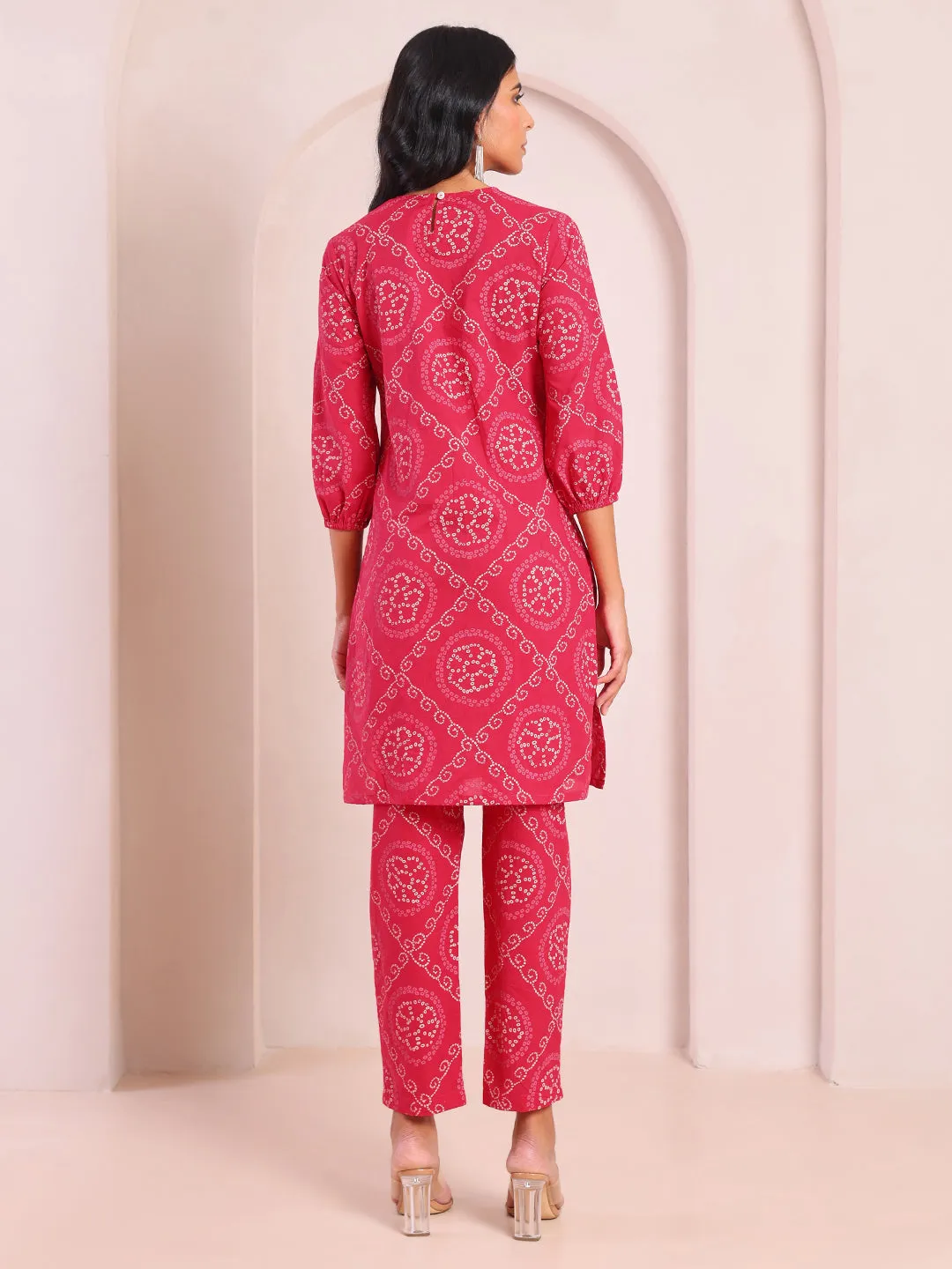 Blissful Pink Bandhani Kurta Set