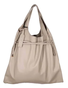 Borse a spalla donna in pelle beige con pochette interna