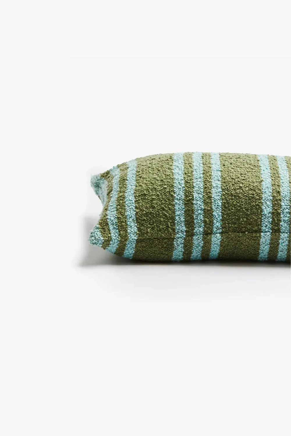 Boucle Trio Stripe Khaki Blue 60x40cm Cushion