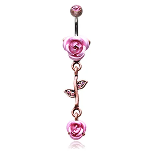 Brass Burnish Metallic Roses Belly Bars