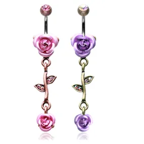 Brass Burnish Metallic Roses Belly Bars