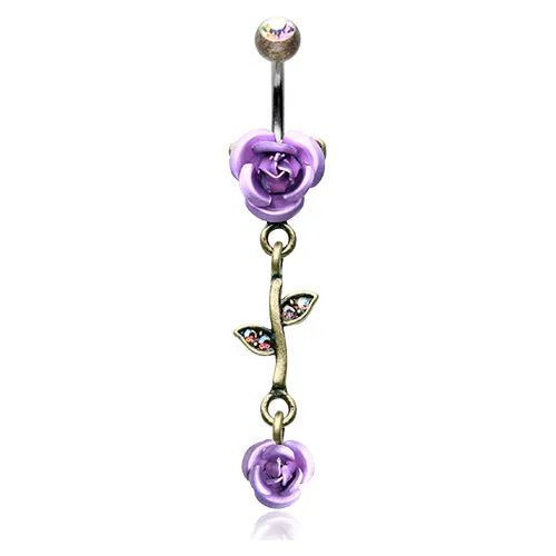 Brass Burnish Metallic Roses Belly Bars