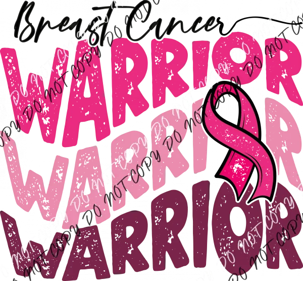 Breast Cancer Warrior Wavy Text DTF Transfer