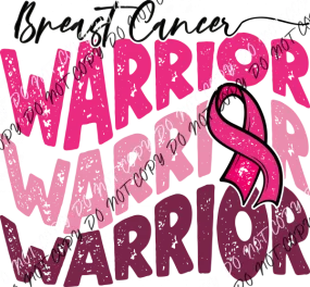 Breast Cancer Warrior Wavy Text DTF Transfer