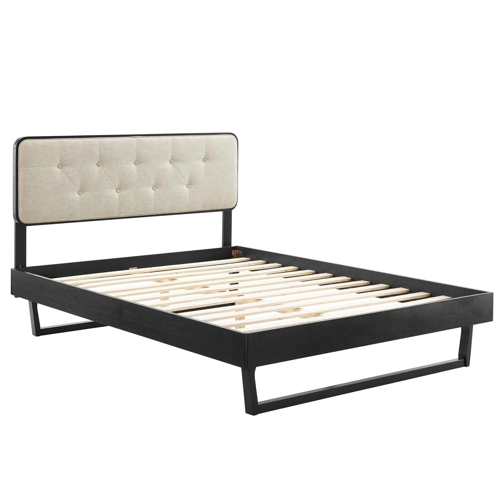 Bridgette Wood Platform Bed With Angular Frame