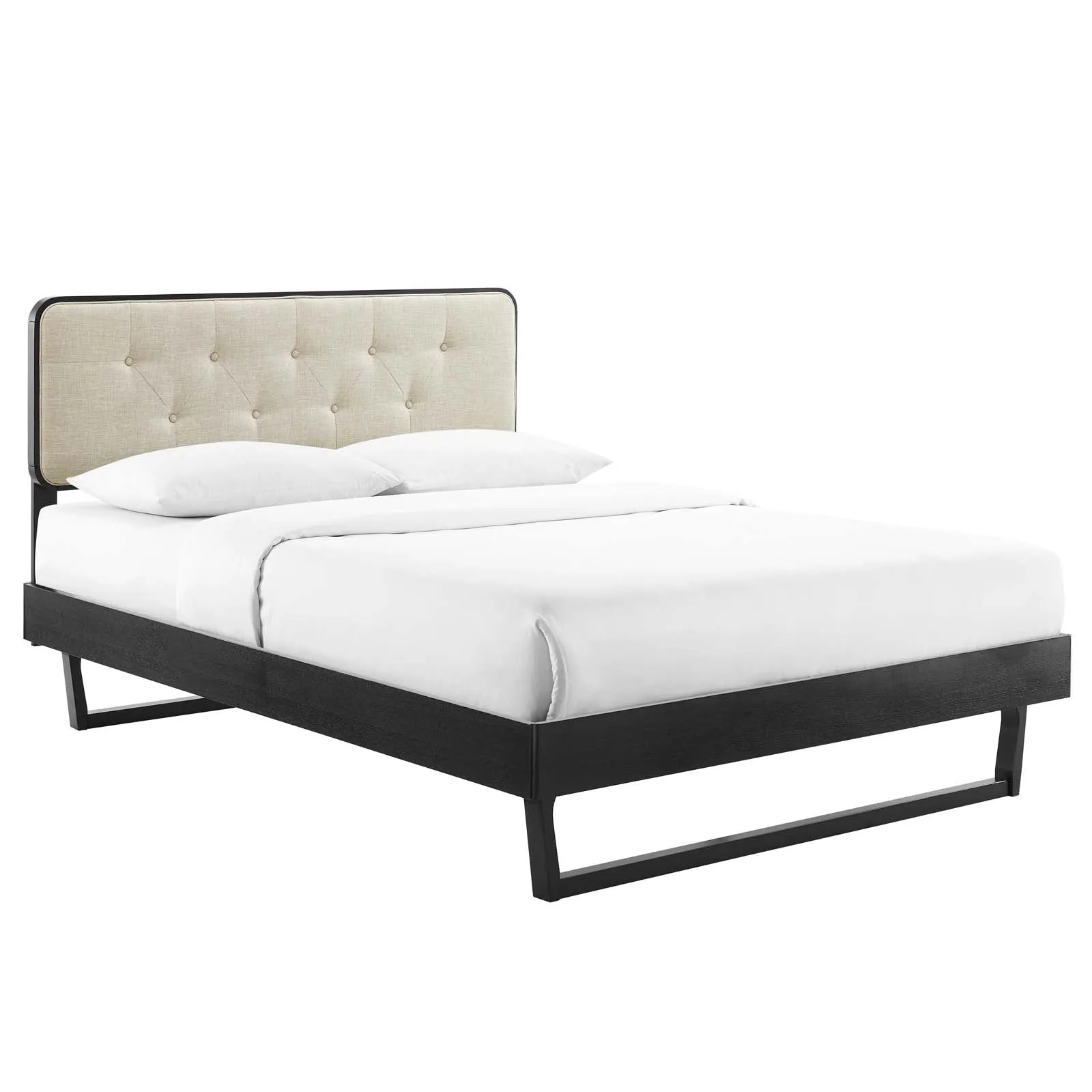 Bridgette Wood Platform Bed With Angular Frame