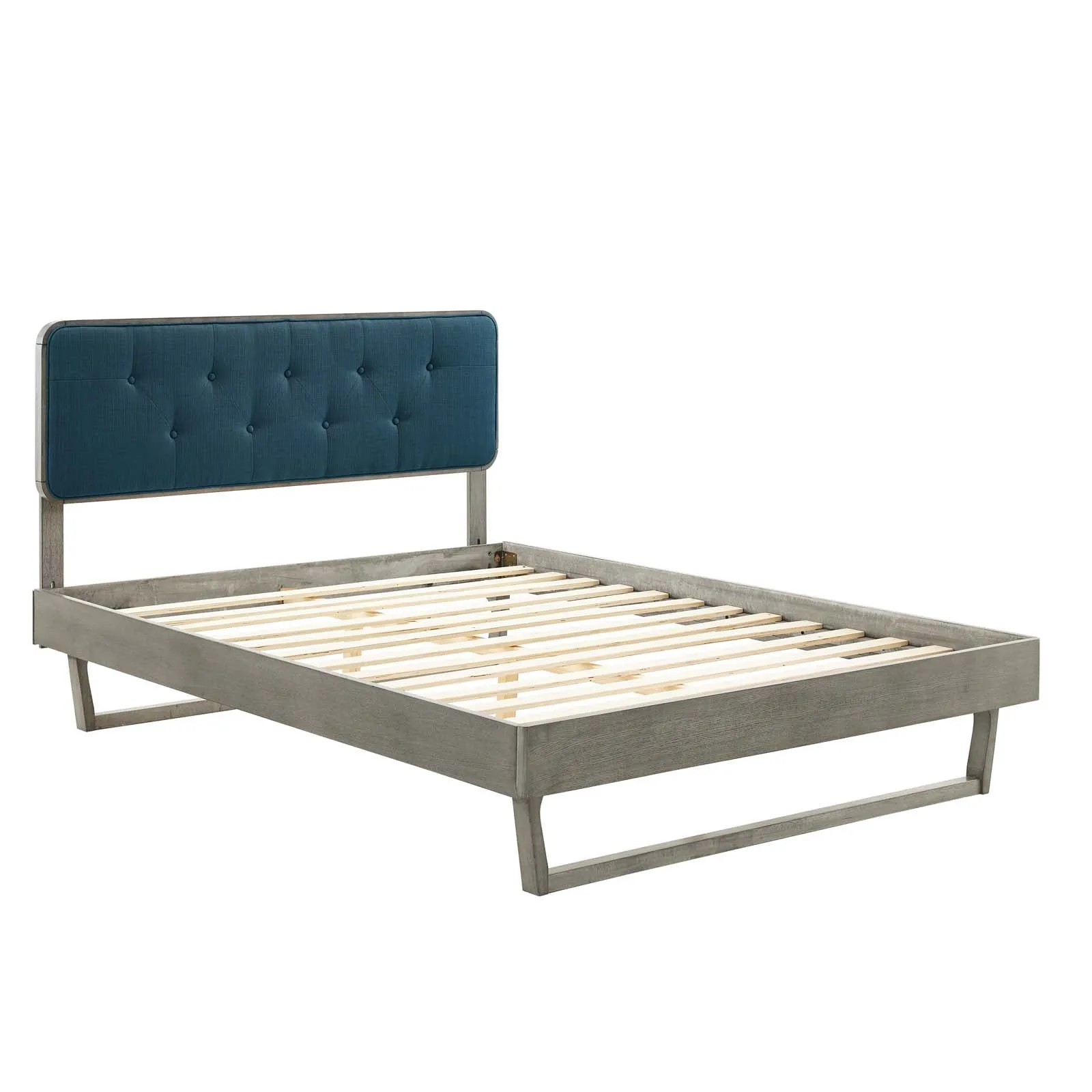 Bridgette Wood Platform Bed With Angular Frame