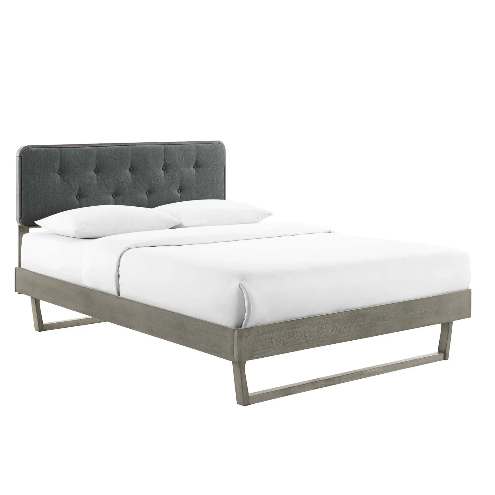 Bridgette Wood Platform Bed With Angular Frame