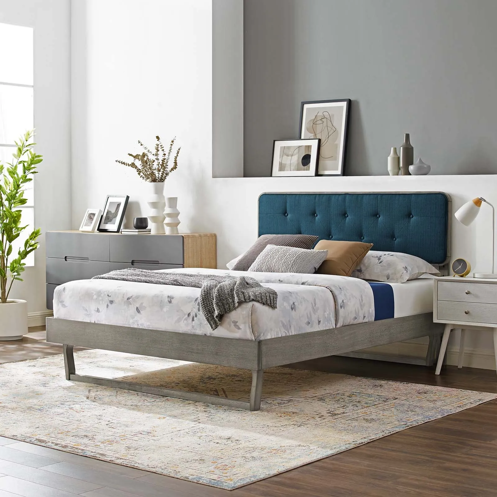 Bridgette Wood Platform Bed With Angular Frame