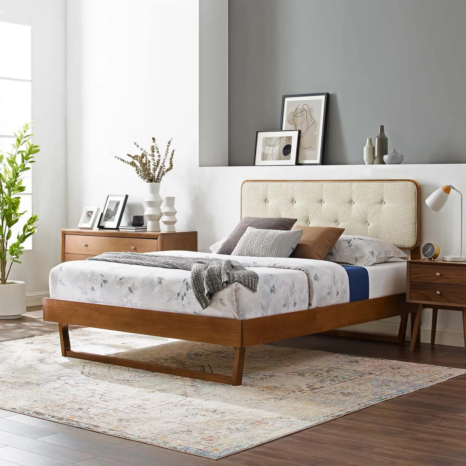 Bridgette Wood Platform Bed With Angular Frame