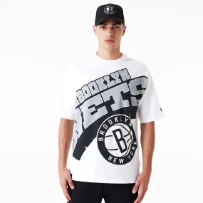 Brooklyn Nets NBA Large Wordmark White Oversized T-Shirt