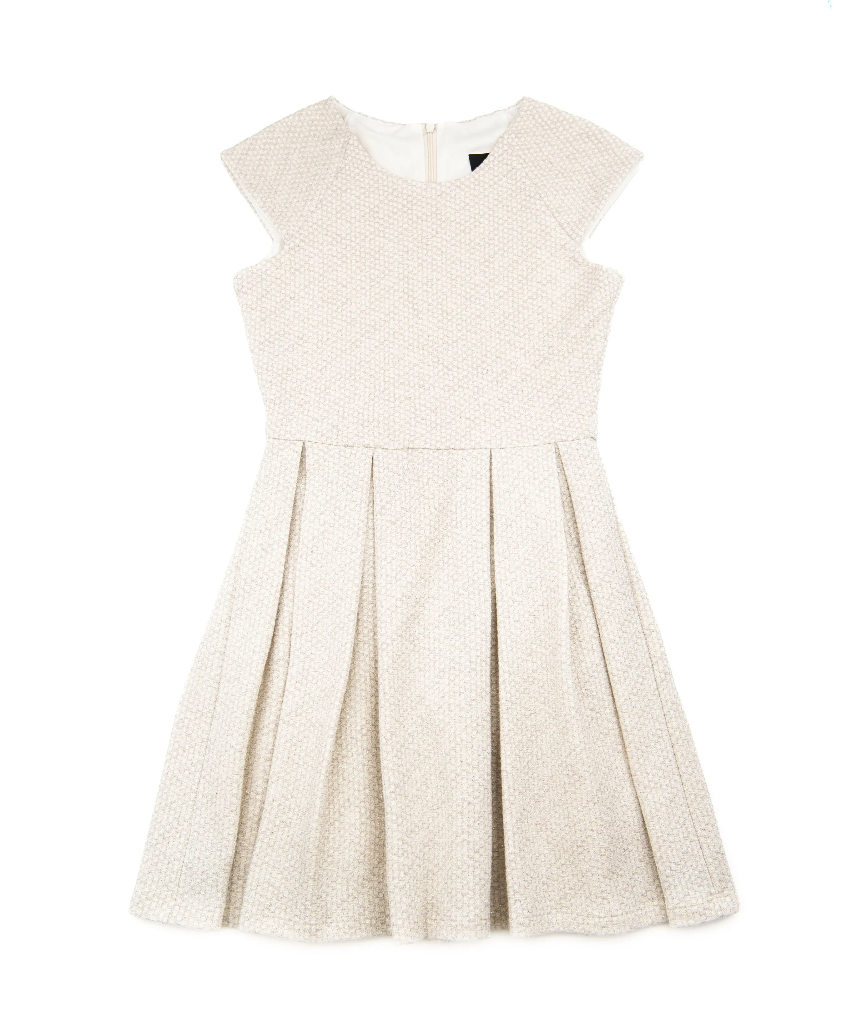 By Debra Girls Ivory/Silver Cap Sleeve Box Pleat Dress