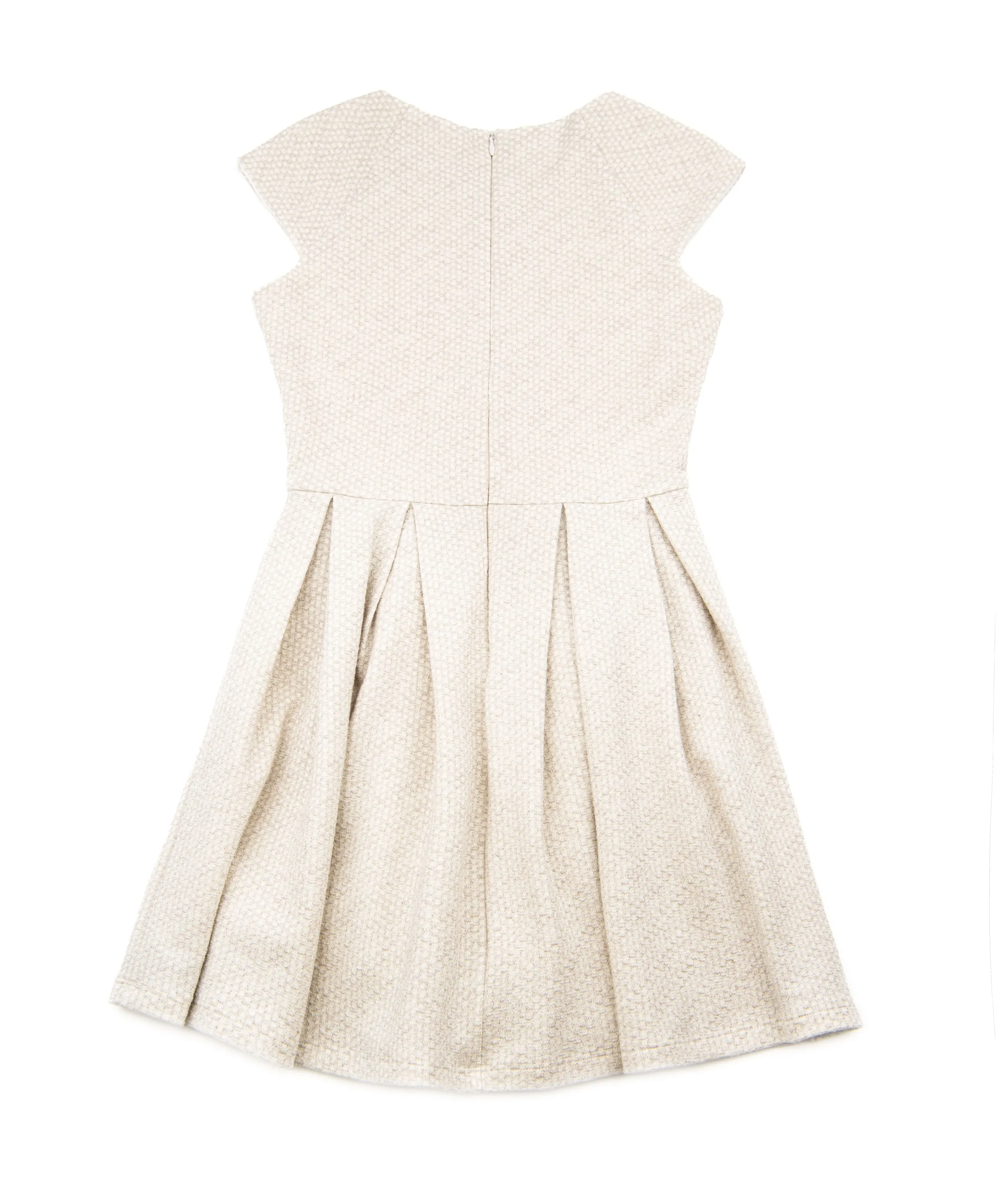 By Debra Girls Ivory/Silver Cap Sleeve Box Pleat Dress