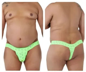 CandyMan 99315X Peek a Boo Lace Thongs Color Hot Green