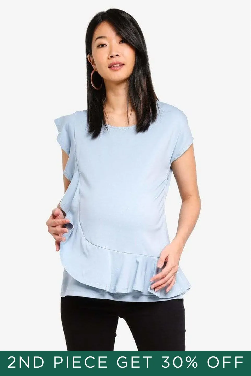 Cap Sleeves Cosette Frill Nursing Top Porcelain Blue