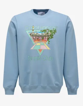 Casablanca Blue Tennis Club Pastelle Print Sweatshirt