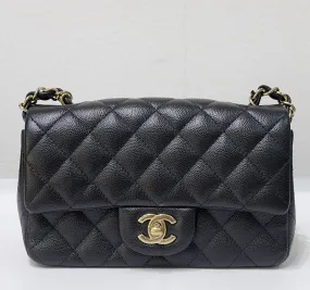 Chanel Mini Rectangular Classic Flap Black Bag 17B GHW