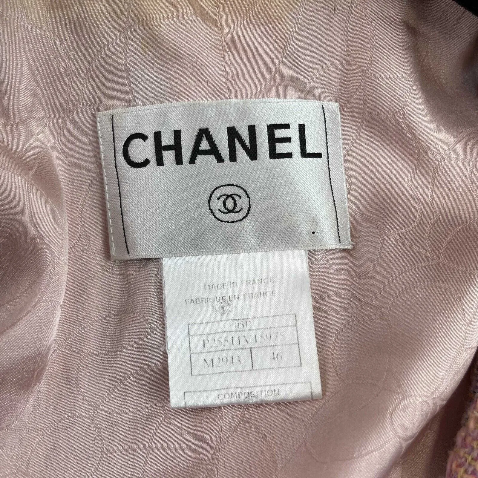 Chanel Spring 05 Tweed Trim Fringe CC Buttons 46 US 14 Pink Plaid Jacket Blazer