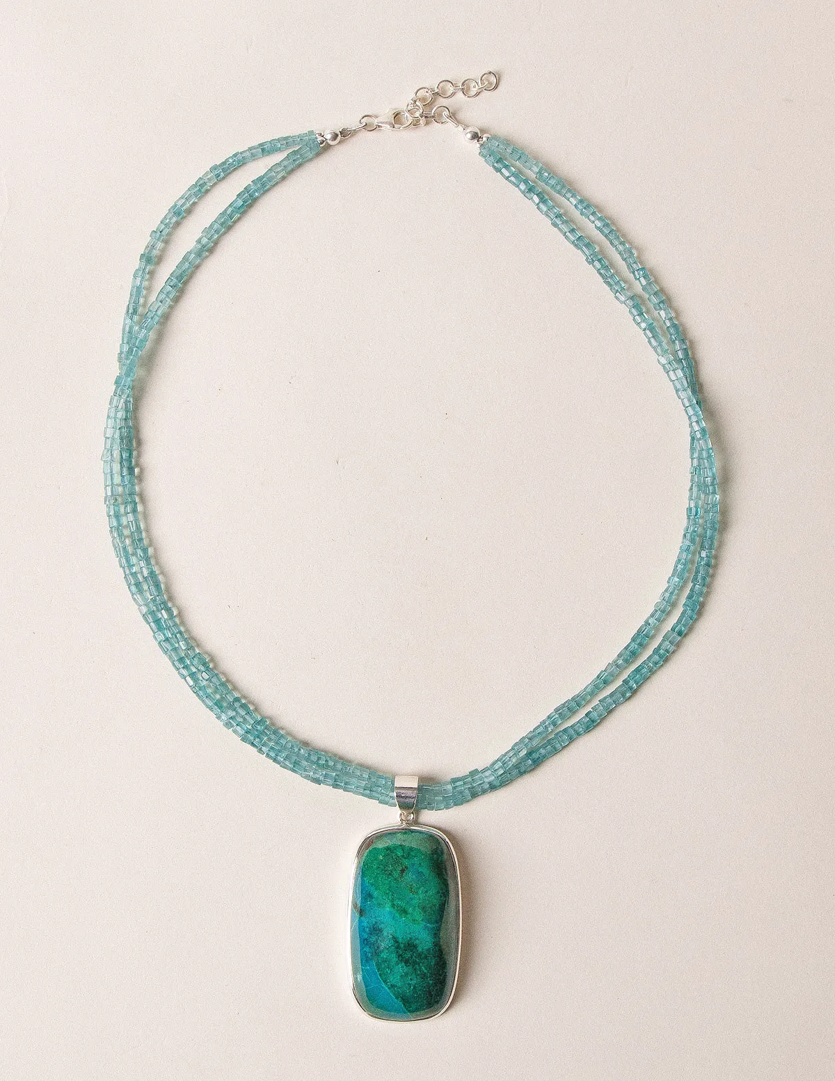 Chrysocolla and Aquamarine Beaded Necklace - One of a Kind