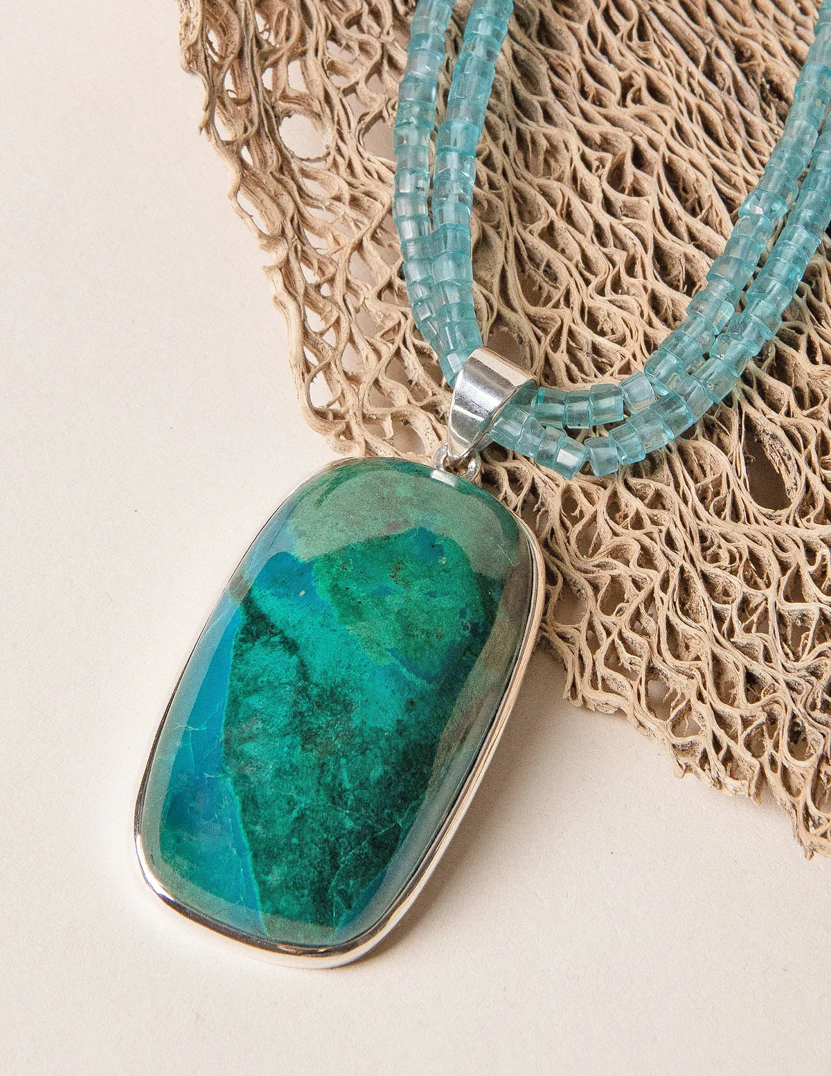 Chrysocolla and Aquamarine Beaded Necklace - One of a Kind