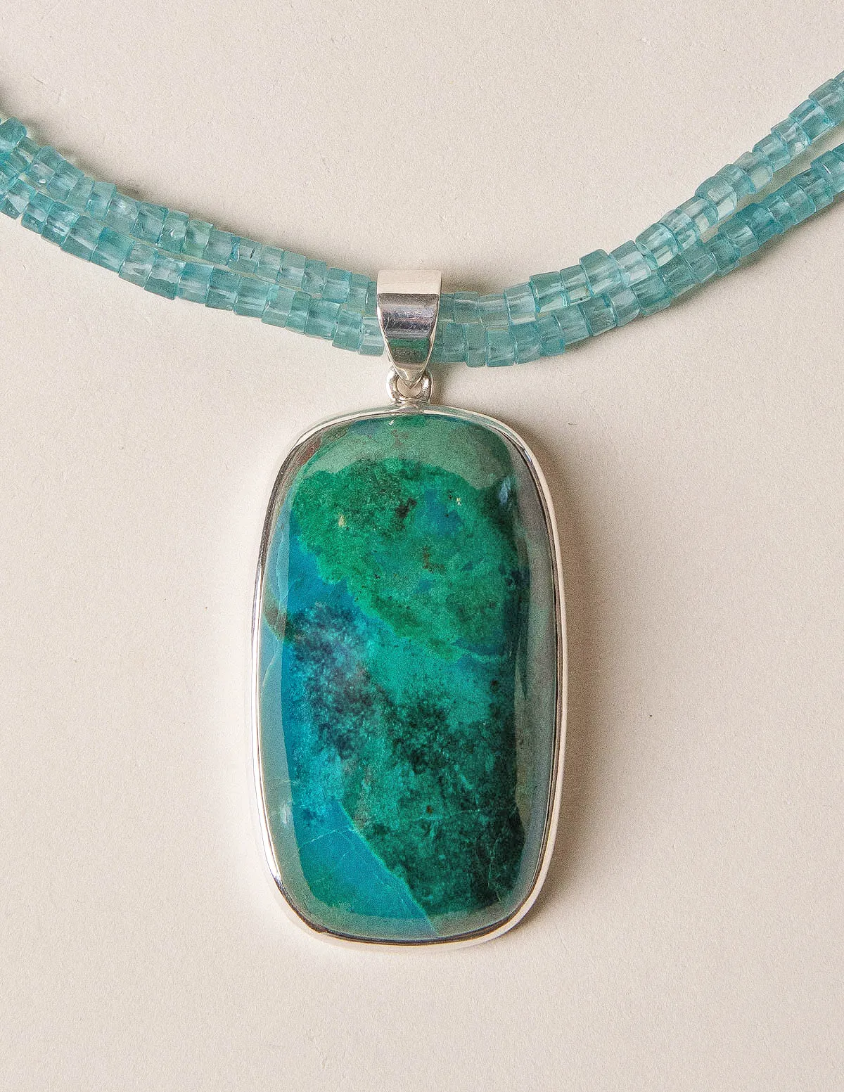 Chrysocolla and Aquamarine Beaded Necklace - One of a Kind