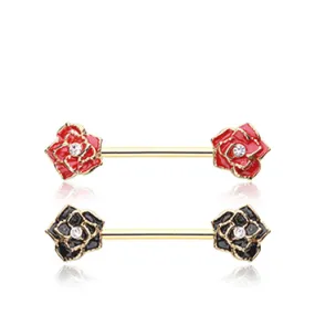 Classic Glam Rose Nipple Piercing Jewellery with Gold Plating