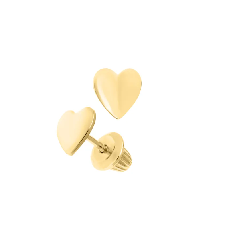 Classic Puffy Heart Children's Safety Screw Back Stud Earrings