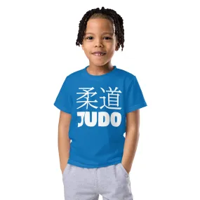 Confident Moves: Boy's Short Sleeve Classic Judo Rash Guard - Azul