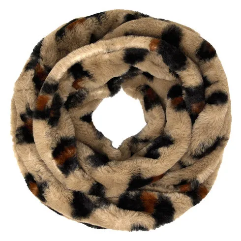 Cozy Plush Leopard Faux Fur Infinity Scarf