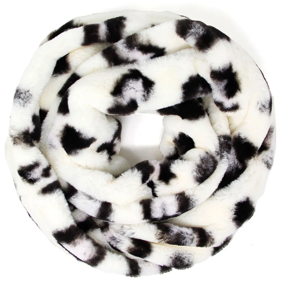 Cozy Plush Leopard Faux Fur Infinity Scarf