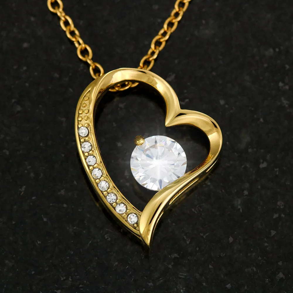 Cubic Zirconia LOVE Heart Necklace With "Be Safe" Message To My Daughter Card From Dad