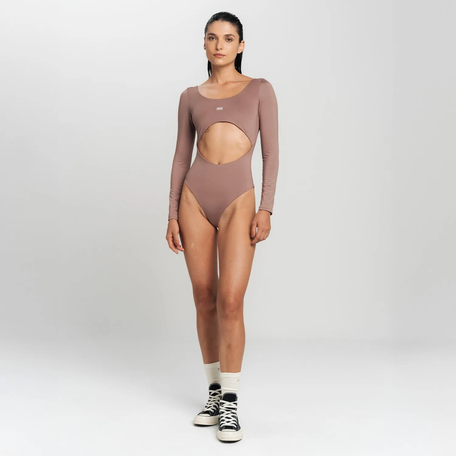 Cut-Out LS Bodysuit - Brown