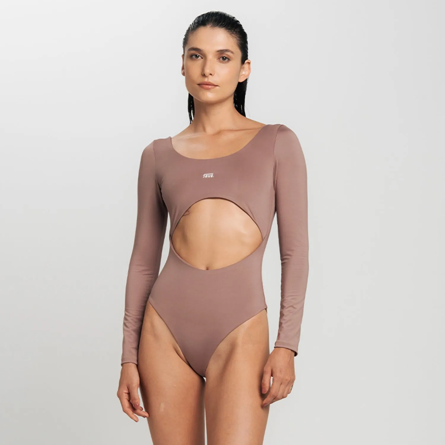 Cut-Out LS Bodysuit - Brown