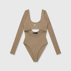 Cut-Out LS Bodysuit - Brown