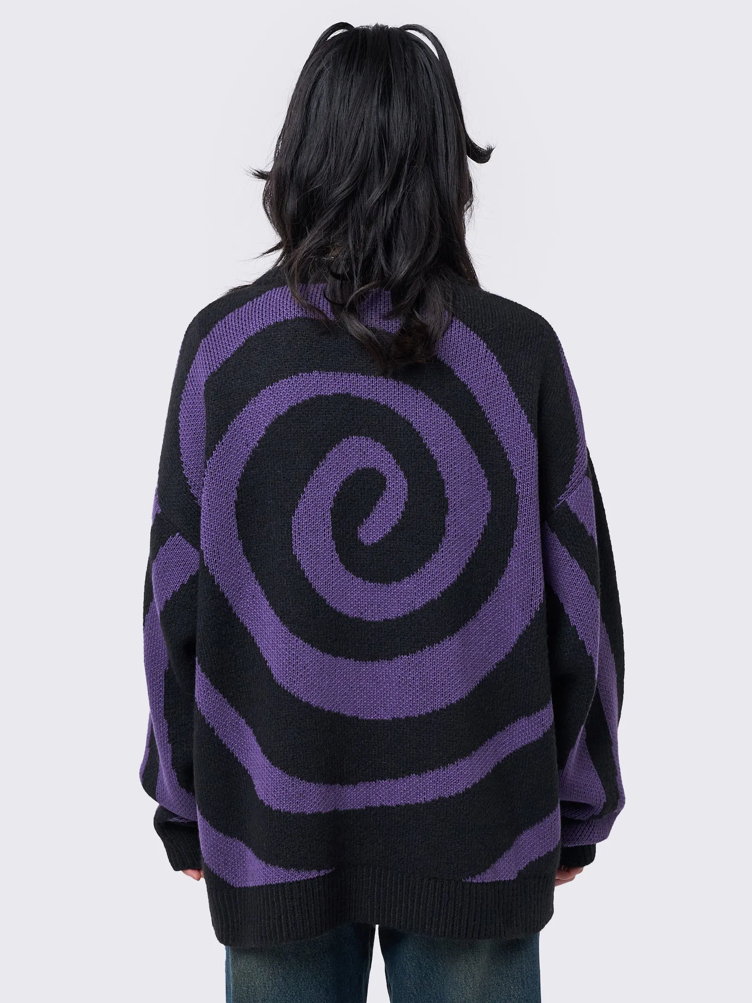 Cyber Kitty Swirl Graphic Knit Sweater