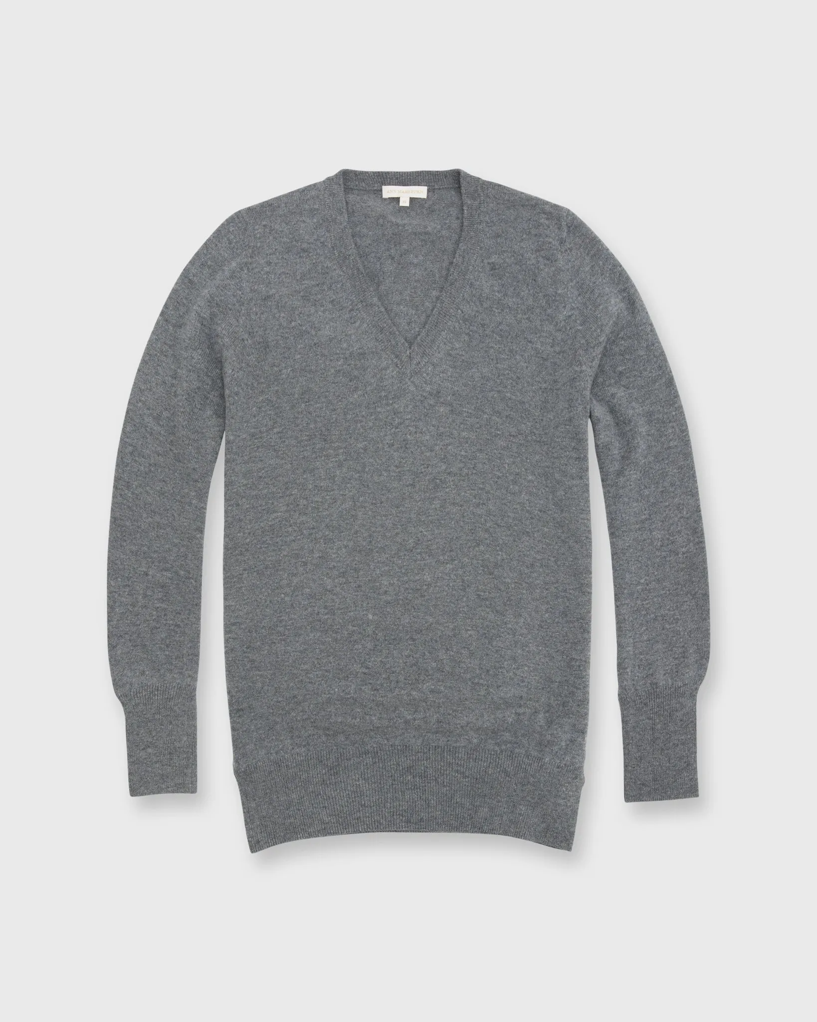 Cydney Boyfriend V-Neck Sweater in Heather Grey Cashmere