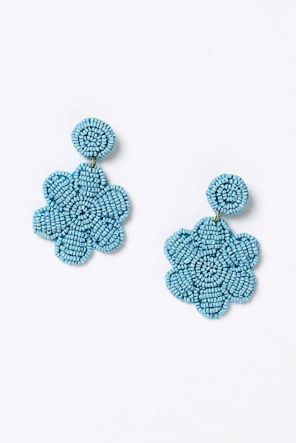 Daisy Beaded Earrings in Powder Blue