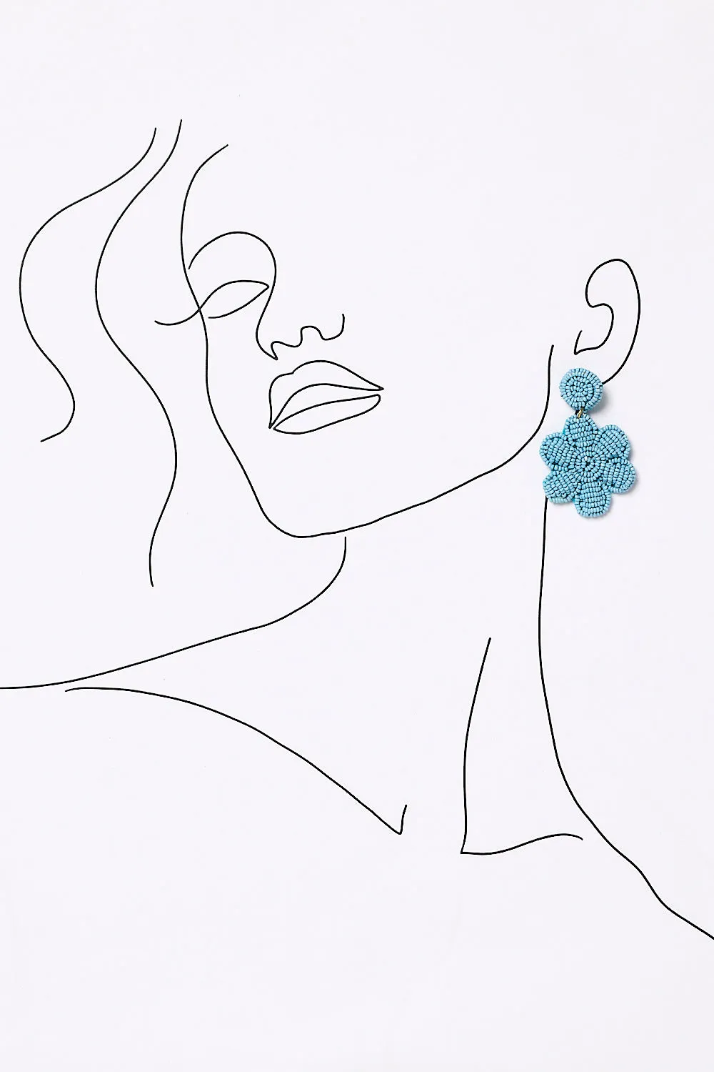 Daisy Beaded Earrings in Powder Blue