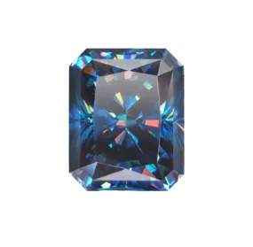 Deep Blue Radiant Cut Moissanite Stones